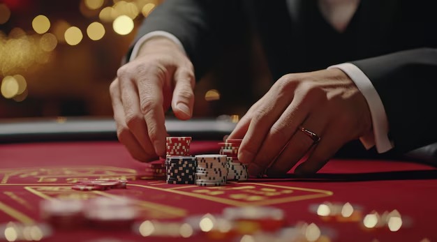 Live dealer blackjack table with multiple camera angles